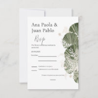 Greenery Spanish Wedding RSVP card