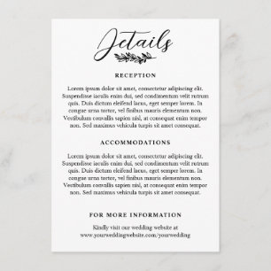 Greenery Sprig Elegant Wedding Details Enclosure Card