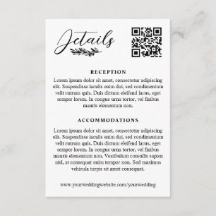 Greenery Sprig Elegant Wedding Details QR Code Enclosure Card
