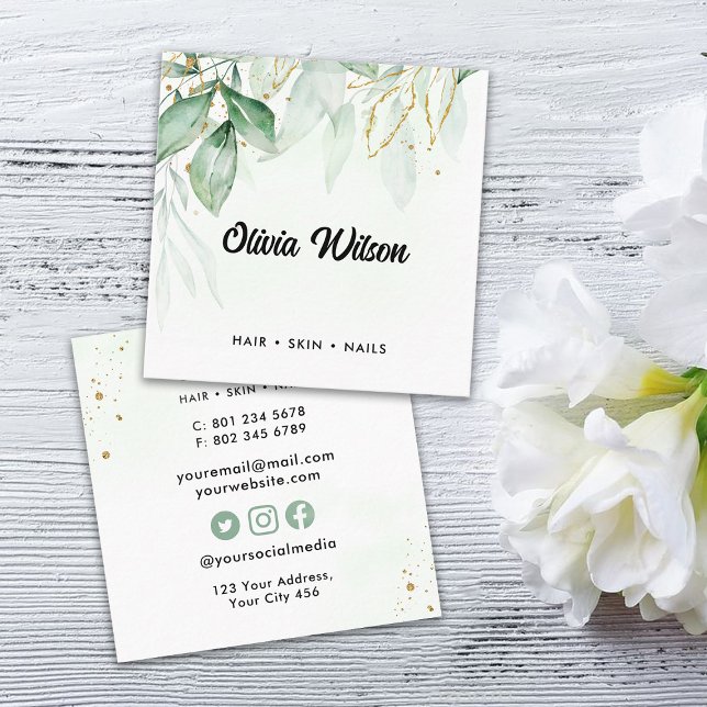 Greenery Square Business Card (Creator Uploaded)