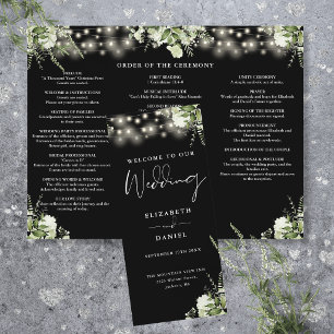 Greenery String Lights Trifold Wedding Program