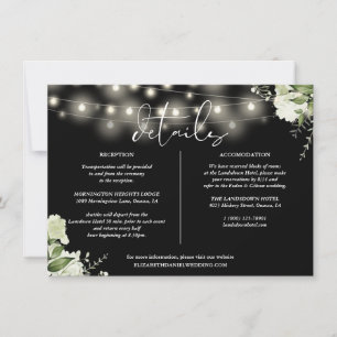 Greenery String Lights Wedding Details Information Invitation