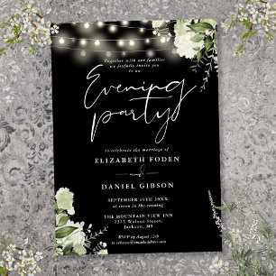 Greenery String Lights Wedding Evening Party Invitation