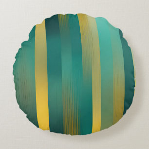 Greenery Stripes AI art Round Pillow