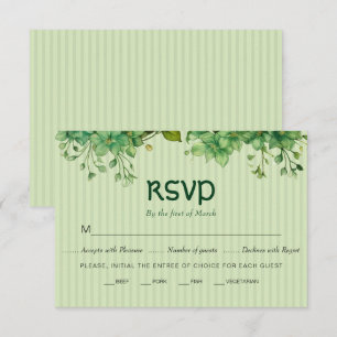 Greenery, stripes St Patrick's Day wedding       RSVP Card