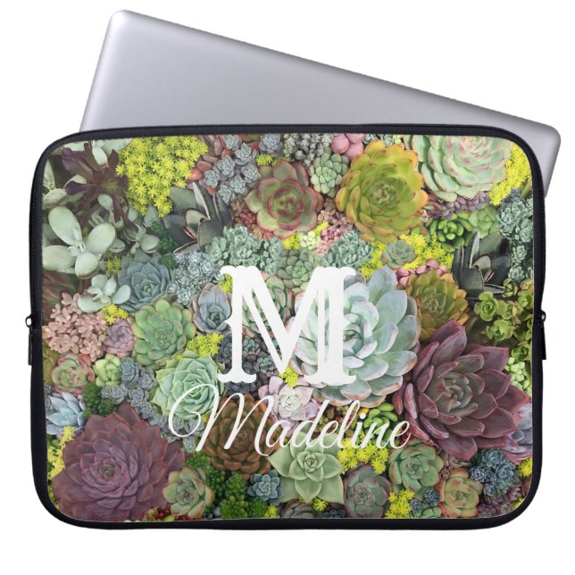 Greenery Succulents Laptop Sleeve (Front)