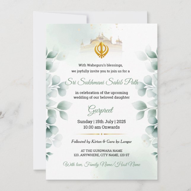 Greenery Sukhmani Sahib Path Invitation (Devant)