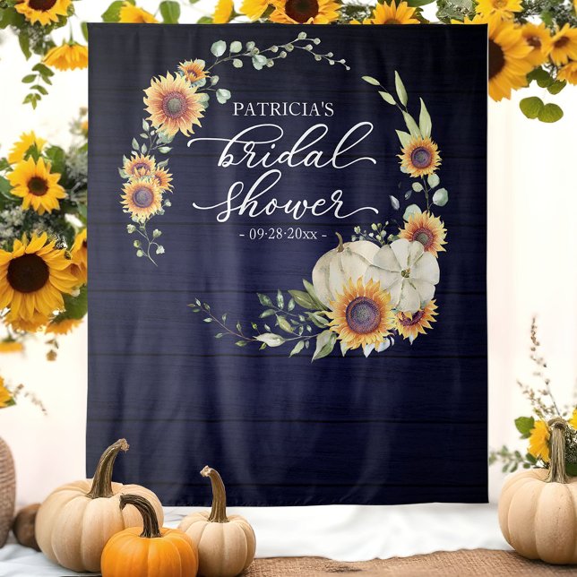 Greenery Sunflowers Fall Bridal Shower Backdrop Tapestry (Creator Uploaded)