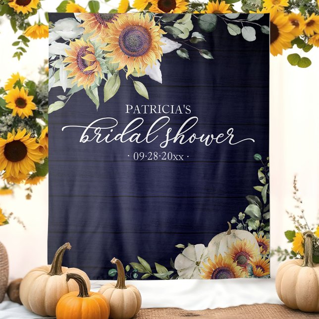 Greenery Sunflowers Fall Bridal Shower Backdrop Tapestry (Creator Uploaded)
