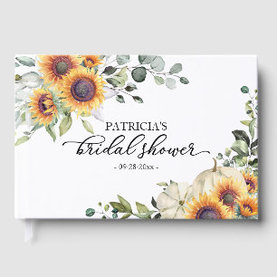 Greenery Sunflowers Pumpkin Fall Bridal Shower Guest Book