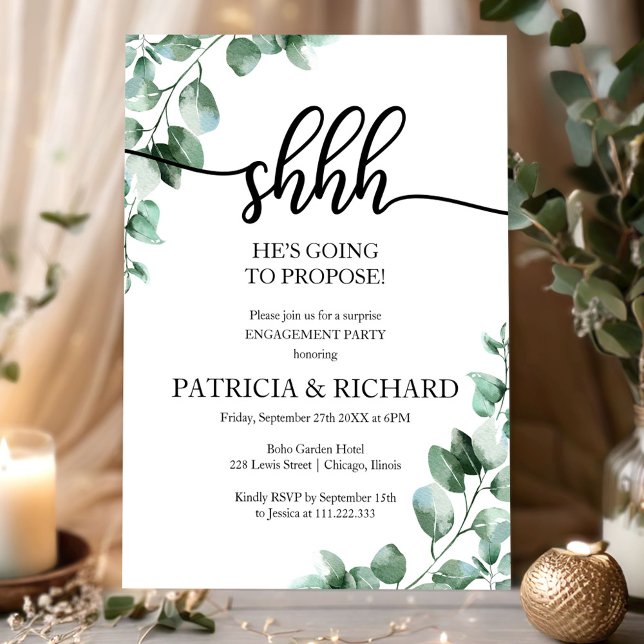 Greenery Surprise Engagement Party Invitation (Creator Uploaded)