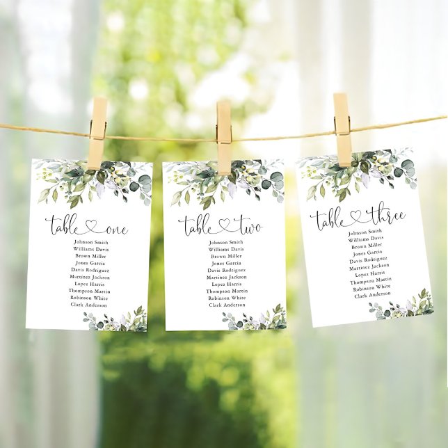 Greenery Table Number 2 Seating Chart (Creator Uploaded)