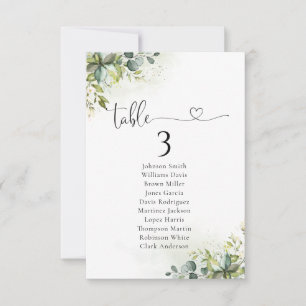 Greenery Table Seating Chart