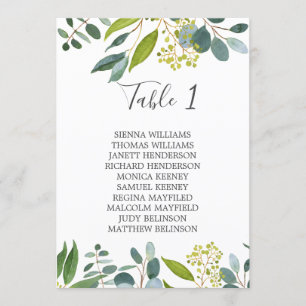 Greenery table wedding seating card