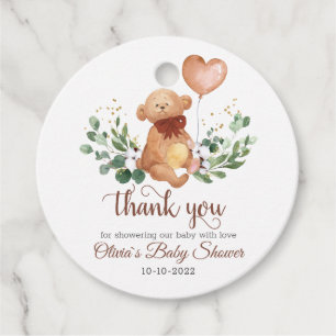 Greenery Teddy Bear Thank You  Favour Tags