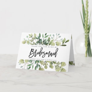 greenery thank you for being my bridesmaid card