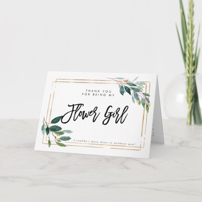 greenery thank you for being my flower girl card (Front)
