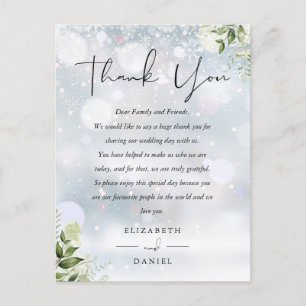 Greenery Thank You Winter Wedding Place Card