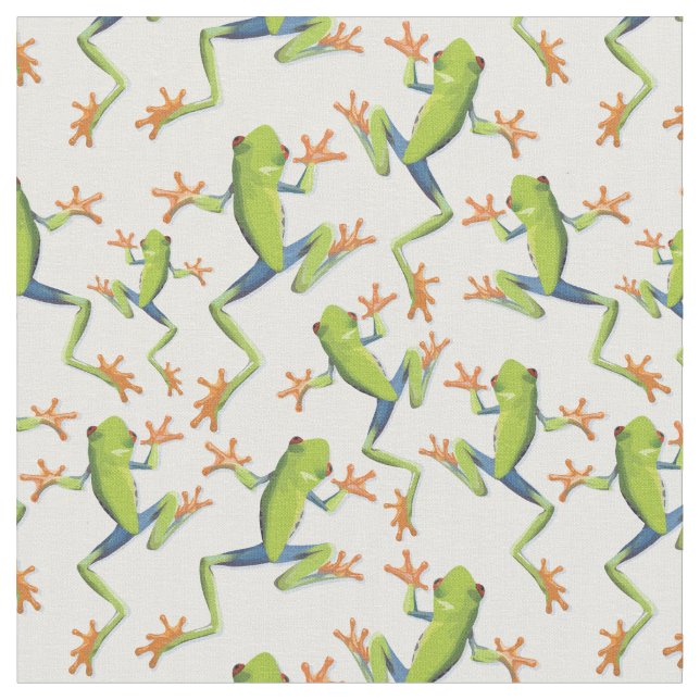 Greenery Tree-Frog Pattern Design Fabric (Close Up)