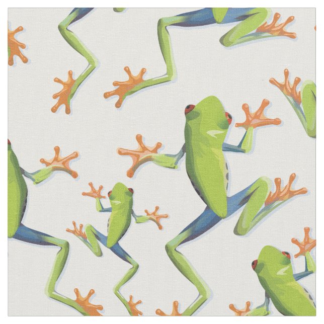 Greenery Tree-Frog Pattern Design Fabric (Close Up)