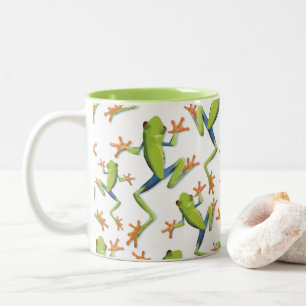 Greenery Tree-Frog Pattern Design   Two-Tone Coffee Mug