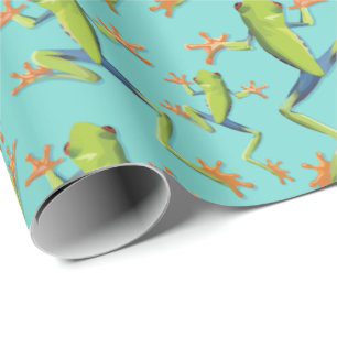 Greenery Tree-Frog Pattern Design Wrapping Paper