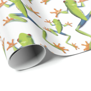 Greenery Tree-Frog Pattern Design Wrapping Paper