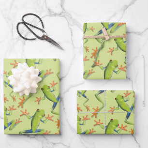 Greenery Tree-Frog Pattern Design Wrapping Paper Sheet