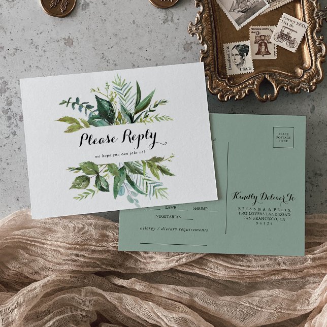 Greenery Tropical Calligraphy Menu Choice Postcard (Creator Uploaded)