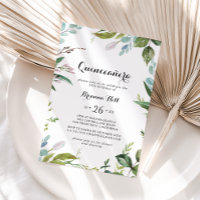 Greenery Tropical Modern Calligraphy Quinceañera