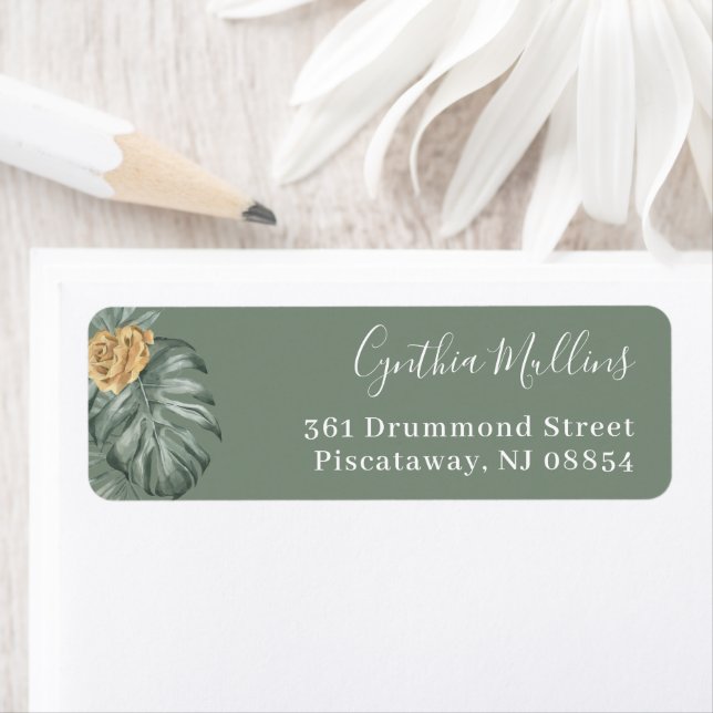 Greenery Tropical Monstera Foliage Return Address  (Insitu)