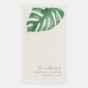 Greenery Tropical Monstera Leaves Summer Wedding Napkin