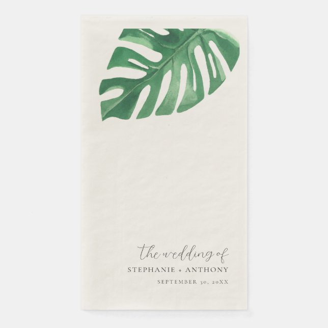 Greenery Tropical Monstera Leaves Summer Wedding   Napkin (Front)