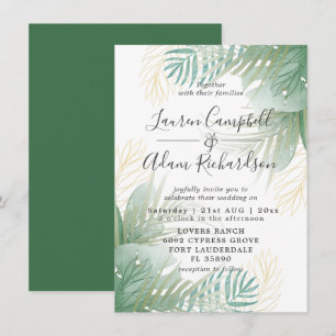 Greenery Tropical Watercolor Wedding  Invitation