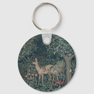 Greenery, Victorian Era Tapestry by Henry Dearle Keychain