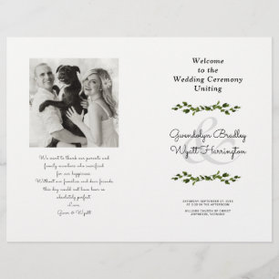 Greenery Vines Folded Photo Wedding Program
