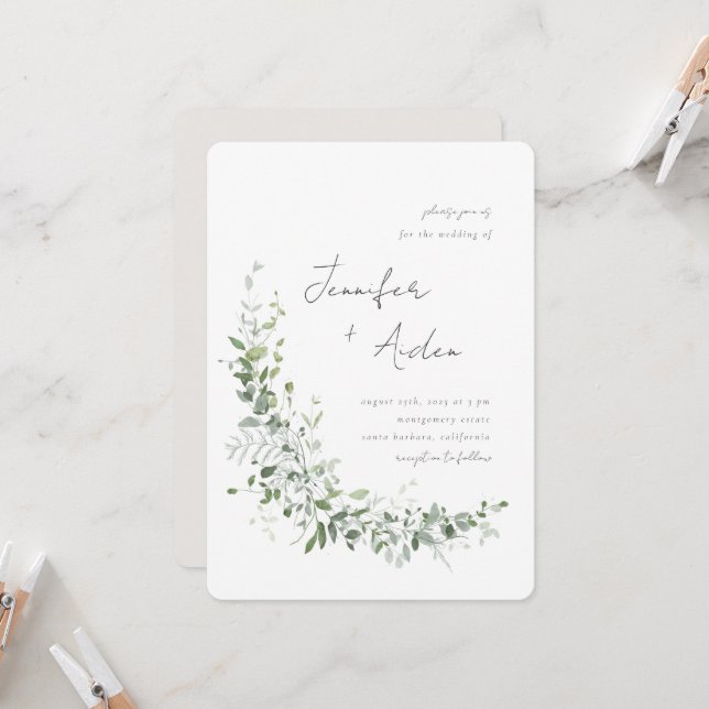 Greenery Vines Invitation (Front/Back In Situ)