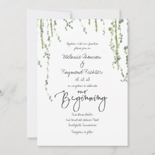 Greenery Vines Our Beginning Ceremony Invitation