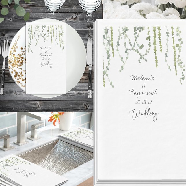 Greenery Vines Wedding 8" Long Dinner Napkins (Creator Uploaded)