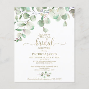 Greenery Virtual Bridal Shower Budget Invitation