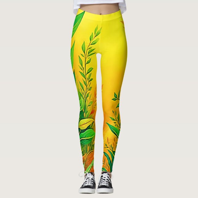 Greenery Warm Glow Art Leggings (Front)