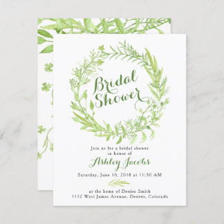 Greenery Watercolo Wreath Bridal Shower Invitation