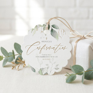 Greenery Watercolor Confirmation Scalloped Favour Tags