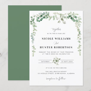 greenery watercolor eucalyptus wedding invitation
