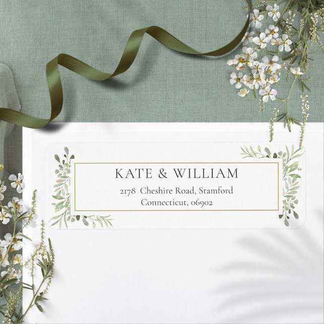 Greenery Watercolor Floral Foliage Address (Greenery Watercolor Floral Foliage Address Label)