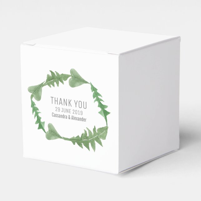 Greenery Watercolor Foliage Wedding Favor Box (Front Side)