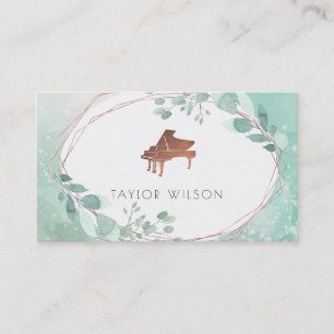 • greenery watercolor frame pianist business card