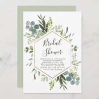 Greenery Watercolor Gold Hexagon Bridal Shower