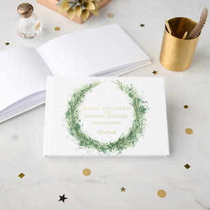 Greenery watercolor grass wedding sage green guest book