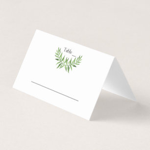 Greenery Watercolor Green Leaf Wedding Place Card